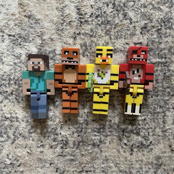 Five Nights At Freddy’s Minecraft 2 3/4" inch Figure Lot W/ STEVE Included - Picture 1 of 6